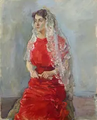 Max Slevogt, Dora Stach-Steinbart in Spitzenmantilla, 1913, Oil on canvas