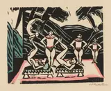 Max Pechstein, Akrobaten III, 1912, Colour woodcut on wove paper with blindstamp "DIE SCHAFFENDEN"