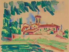 Max Pechstein, Kloster von San Gimignano, 1913, Watercolour, gouache and graphite on paper. 41.3/