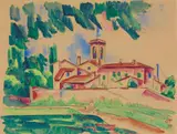 Max Pechstein, Kloster von San Gimignano, 1913, Watercolour, gouache and graphite on paper. 41.3/