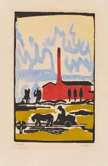 Erich Heckel, Ziegelei, 1957, Colour woodcut on laid paper