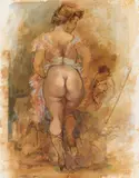 George Grosz, Stehende von hinten (sich beim Entkleiden ein Bild betrachtend)