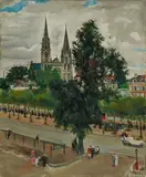 Lucien Adrion, Französische Straßenansicht mit Kathedrale
