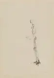 Alberto Giacometti, Figure debout de profil, les mains levées, 1957, Lithograph on wove paper