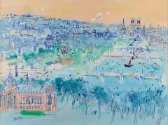 Jean Dufy, La Seine et le Petit Palais, Circa 1947-1950, Watercolour and gouache on machine-made laid paper with watermark "MBM"