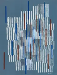 Adolf Fleischmann, Untitled, 1958, Gouache on blue paper