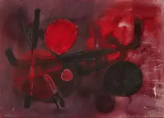 Durchglüht by Fritz Winter, 1950, Oil on paper, laid down on fibreboard, sold Dec 2025