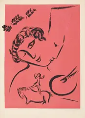 Le peintre en rose by Marc Chagall, 1959, Colour lithograph on wove paper with watermark "ARCHES", sold Dec 2025