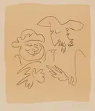 Pablo Picasso, Don Quichotte et Sancho Pansa II, 1951, Lithograph on wove paper with watermark "Arches"