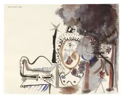 Pablo Picasso, Nus, 1972, Pen and India ink, watercolour and gouache on watercolour laid paper with embossed stamp "J. GREEN."