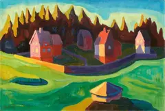 Karl Schmidt-Rottluff, Erzgebirgshäuser, 1936, Oil on canvas