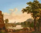 Jacob Philipp Hackert, View to the Tiber and St Peter's from Ponte Milvio, Oil on canvas (relined)
