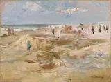 Max Liebermann, Strand von Noordwijk, 1908, Oil on canvas, laid down on card