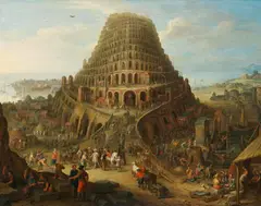 Joseph van Bredael, The Tower of Babel, Oil on panel, partially parqueted
