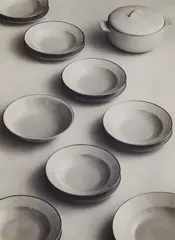 Věra Gabrielová, Untitled (plates and saucers), 1935-36, Vintage ferrotyped gelatin silver print