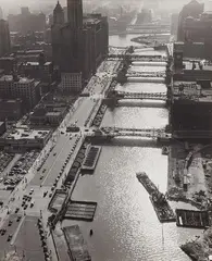 Andreas Feininger, View from Mather Tower, Chicago/Illinois, 1940, Vintage ferrotyped gelatin silver print