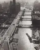 Andreas Feininger, View from Mather Tower, Chicago/Illinois, 1940, Vintage ferrotyped gelatin silver print