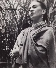Frida Kahlo in her garden, Coyoacán, Mexico City by Gisèle Freund, c. 1951, Vintage gelatin silver print, sold Dec 2025