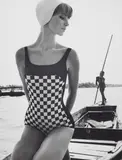 F.C. Gundlach, Op Art Bathing Suit, Lagos, 1968, Vintage ferrotyped gelatin silver print on Agfa paper