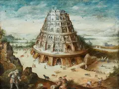 Flemish School 17th century, The Tower of Babel, Oil on copper