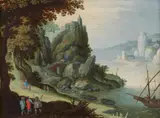 Wide Rocky Landscape along a River by circle of Marten Ryckaert, Oil on copper (with stamp from the plate maker), sold Nov 2025