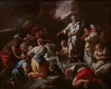 Moses Striking the Rocks by circle of Luca Giordano, Oil on canvas (relined), sold Nov 2025