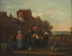 Barent Gael, Village Scene, Oil on panel