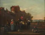 Barent Gael, Village Scene, Oil on panel
