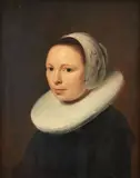 Hendrick Martensz Sorgh, Portrait of a woman wearing a white headpiece, Oil on panel