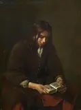 studio of Gerard Terborch, Portrait of a Reading Young Man, Oil on panel