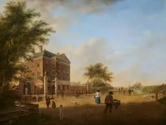 Johannes Janson, The former Zwanenburg municipal building in Halfweg, Oil on panel
