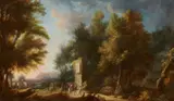 Southern Landscape with an Elegant Hunting Party by circle of Francesco Zuccarelli, Oil on canvas (relined), sold Nov 2025
