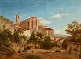 Fritz (Friedrich Carl Werner) Ebel, View of Saint Paul's Abbey in Hyères, Oil on canvas (relined)
