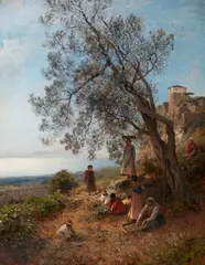 Albert Flamm, Olive Harvest, Oil on canvas