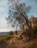 Albert Flamm, Olive Harvest, Oil on canvas
