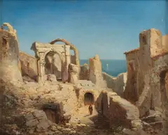 Ruined City in the Mediterranean by Heinrich Reder, Oil on canvas, sold Nov 2025