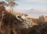 Oswald Achenbach, View of Capri from Sorrent, Oil on canvas
