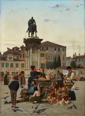 Adolf Echtler, Campo SS. Giovanni e Paolo in Venice, Oil on canvas