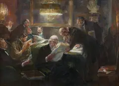 Ferdinand Brütt, The Reading Room, Oil on canvas (relined)