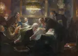 Ferdinand Brütt, The Reading Room, Oil on canvas (relined)