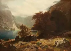Johann Gottfried Steffan, The Obersee lake near Berchtesgaden, Oil on canvas (relined)