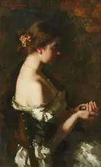 Thérèse Schwartze, Verloren. Girl with a Medaillon, Oil on canvas