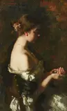 Thérèse Schwartze, Verloren. Girl with a Medaillon, Oil on canvas