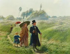 Ernst Henseler, Going to Church, Oil on canvas (relined)