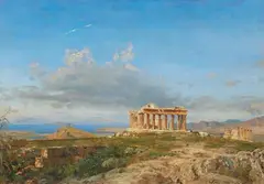 Carl Wuttke, View of the Acropolis, Oil on panel