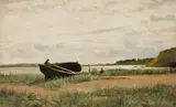 Walter Leistikow, Boat on the beach at Göhren on Rügen, Gouache on paper, mounted on cardboard