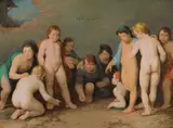 Cornelis Cornelisz. van Haarlem, Children playing Marbles, Oil on panel