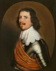 Gerrit van Honthorst, Portrait of a Nobleman with a White Lace Collar and an Orange Sash, Oil on panel