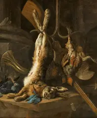 Cornelis van Lelienbergh, Game Still Life with a Hare and Poultry, Oil on canvas (relined)