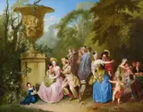 Noble Gathering in a Park by called Dietricy Christian Wilhelm Ernst Dietrich, Oil on canvas, sold Nov 2025